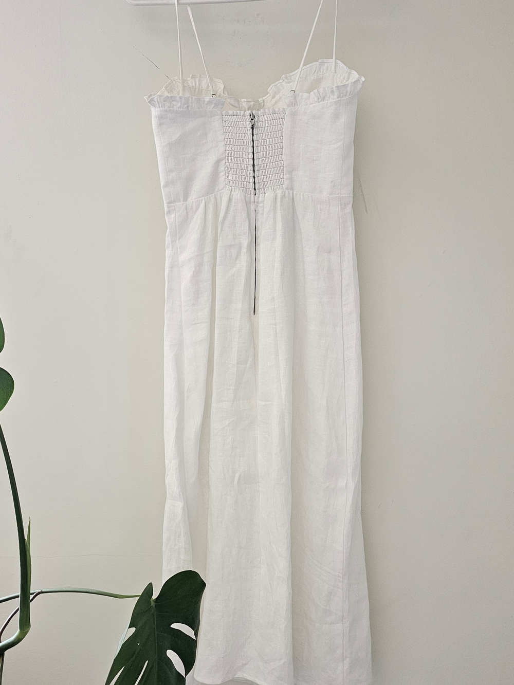 Summer Vacation Dress In Linen w High Slit Sz 0 WHITE - Picture 4 of 6